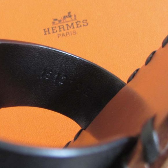 HERMES Oran "H" cut-out black braided sandals 41 Italy - Picture 6 of 9